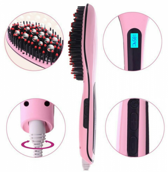 Гребінець випрямляч Fast Hair Straightener /рожевий