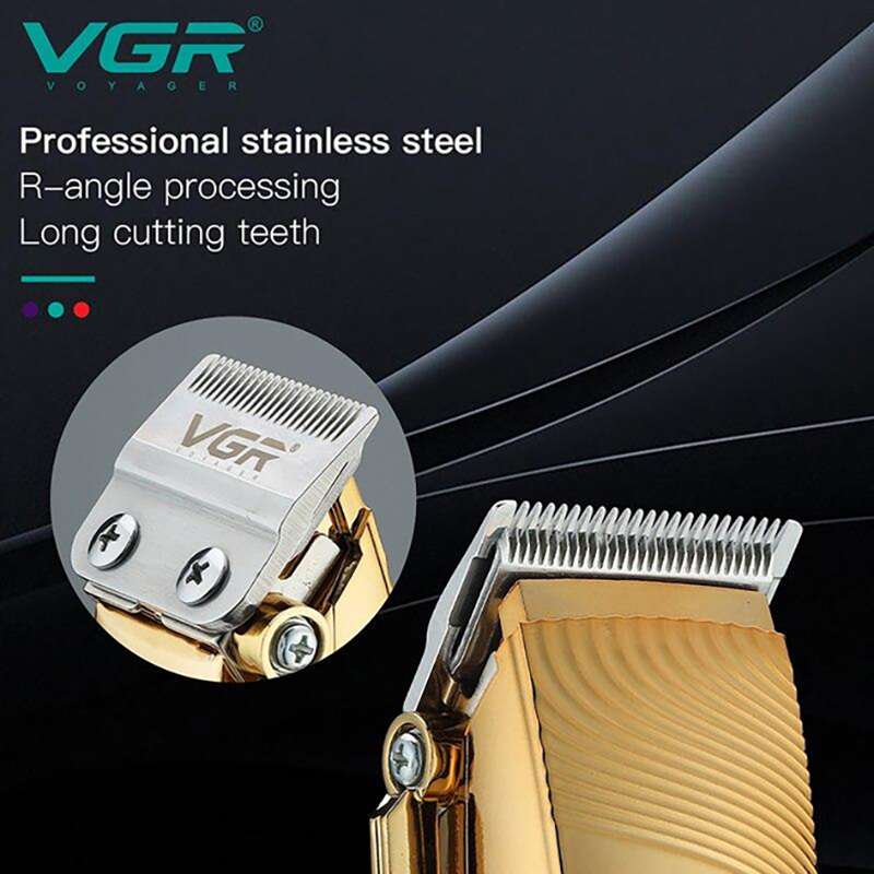 Машинка для стрижки VGR V-280 Gold акумуляторна бездротова LED дисплей 2500mAh
