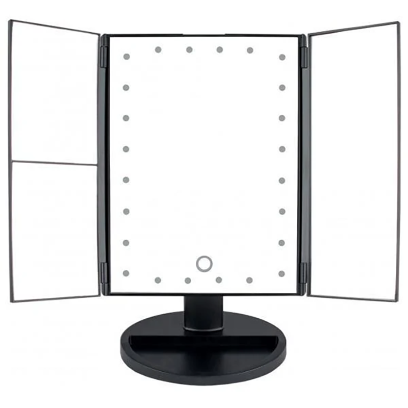 Дзеркало для макіяжу Mirror 6825 black складне 3in1 Led підсвічування