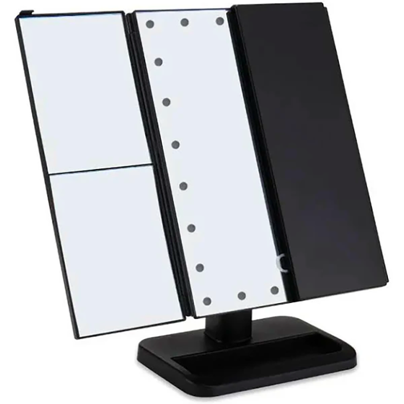 Дзеркало для макіяжу Mirror 6825 black складне 3in1 Led підсвічування