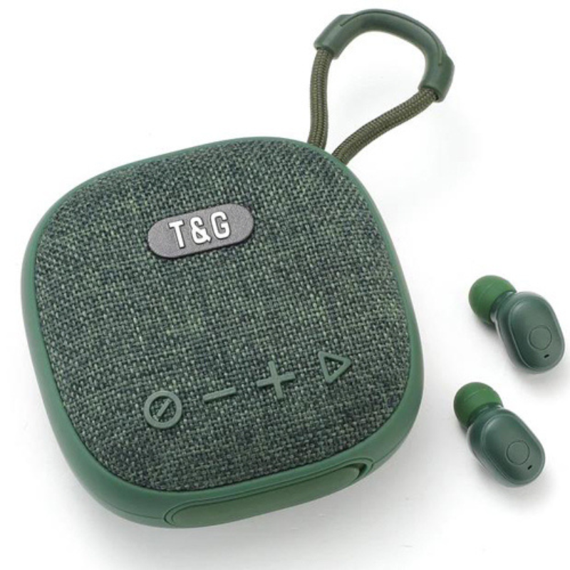 Портативна колонка TG-813 green Bluetooth із навушниками